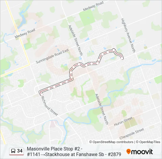 34 Bus Line Map