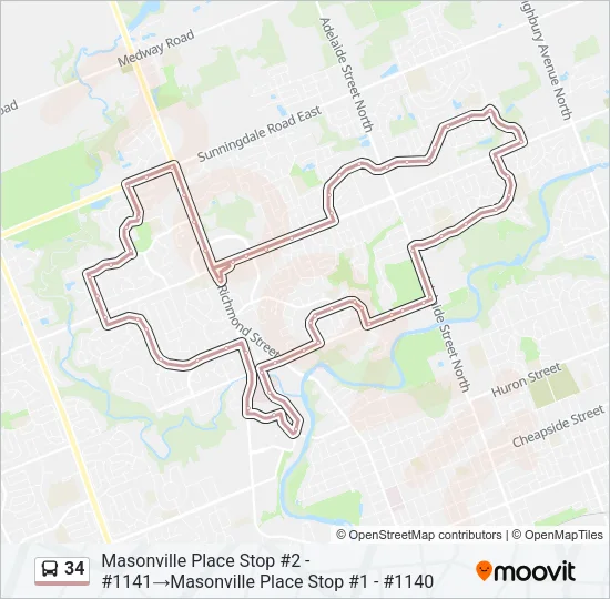 34 Bus Line Map