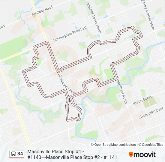 34 Bus Line Map