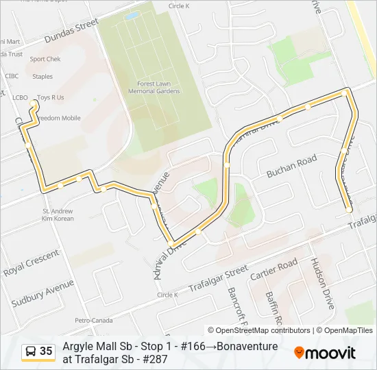 35 Bus Line Map