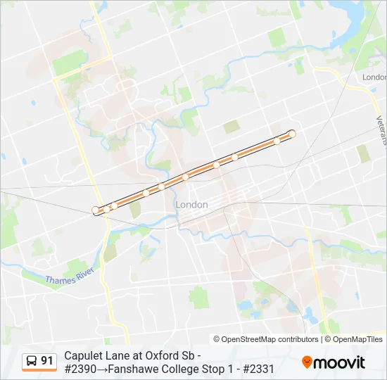 91 Bus Line Map