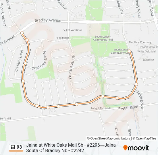 93 Bus Line Map