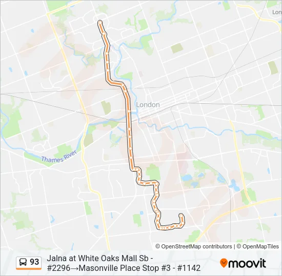 93 Bus Line Map