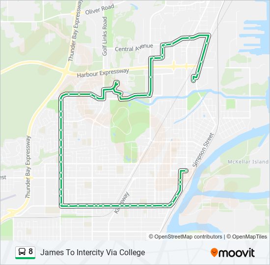 Plan de la ligne 8 de bus