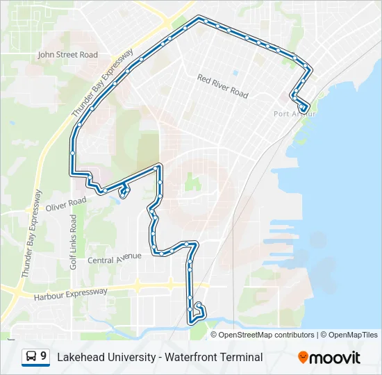Plan de la ligne 9 de bus
