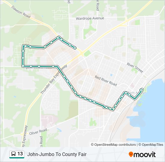 13 bus Line Map