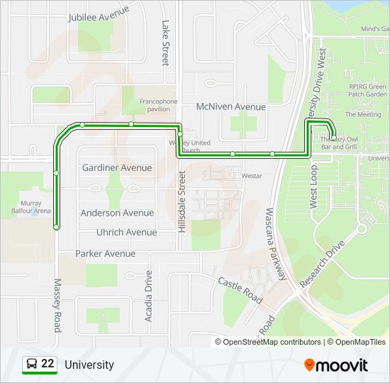 22 bus Line Map