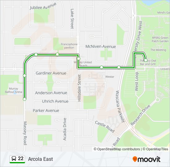 22 bus Line Map