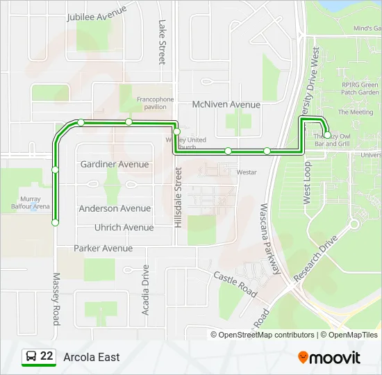 Plan de la ligne 22 de bus