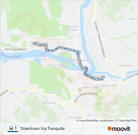 Plan de la ligne 1 de bus