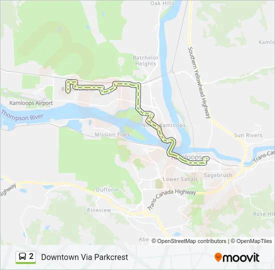 Plan de la ligne 2 de bus