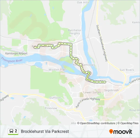Plan de la ligne 2 de bus