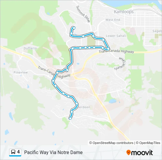 Plan de la ligne 4 de bus