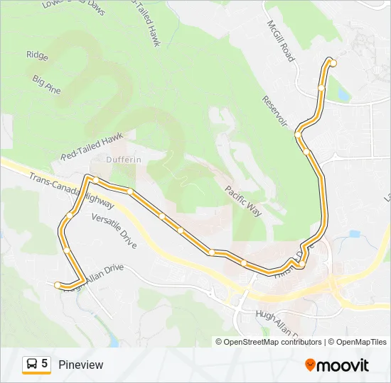 Plan de la ligne 5 de bus