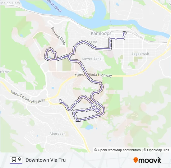 Plan de la ligne 9 de bus