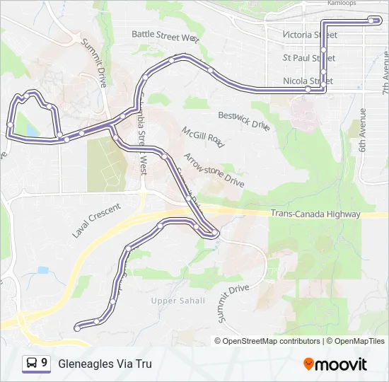 Plan de la ligne 9 de bus