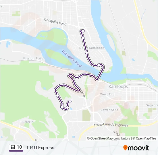 Plan de la ligne 10 de bus