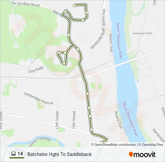 Plan de la ligne 14 de bus