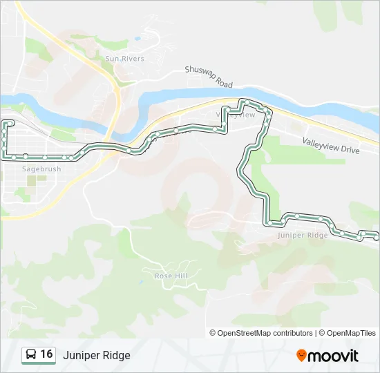 Plan de la ligne 16 de bus