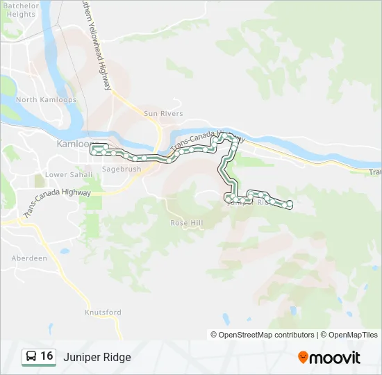 Plan de la ligne 16 de bus