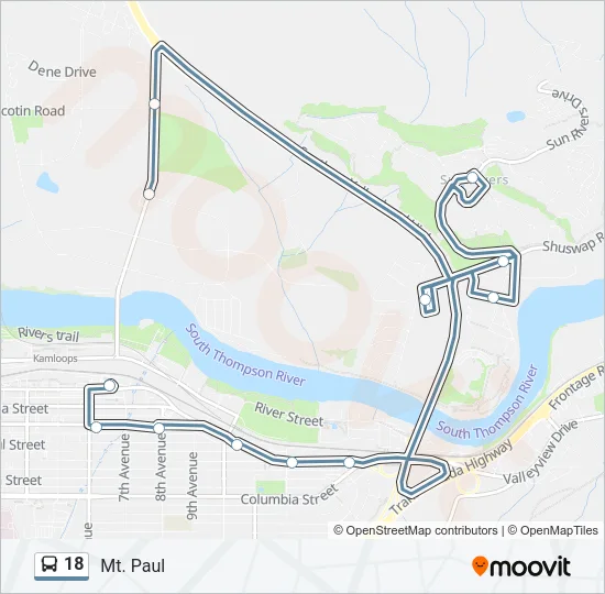 Plan de la ligne 18 de bus