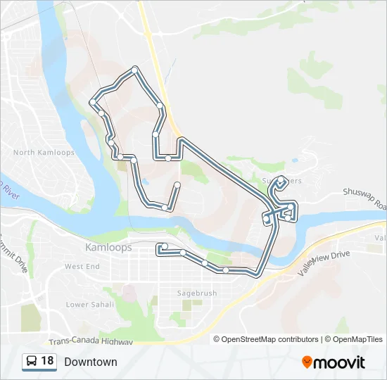 Plan de la ligne 18 de bus