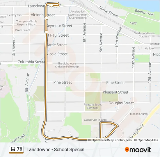Plan de la ligne 76 de bus