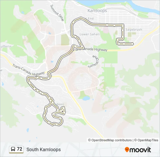 Plan de la ligne 72 de bus