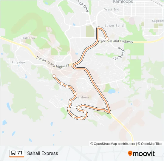Plan de la ligne 71 de bus