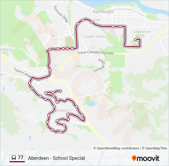 Plan de la ligne 77 de bus