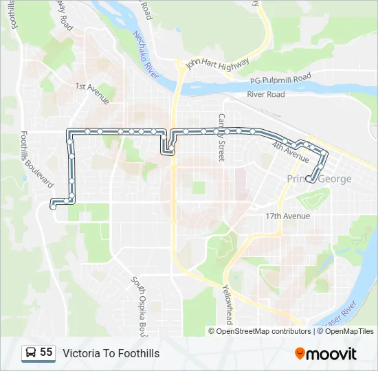 55 Bus Line Map