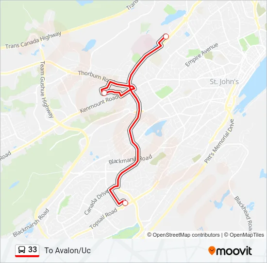 33 Bus Line Map