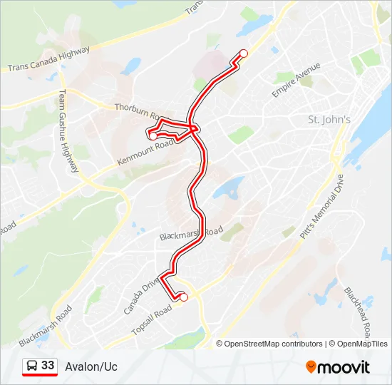 33 Bus Line Map