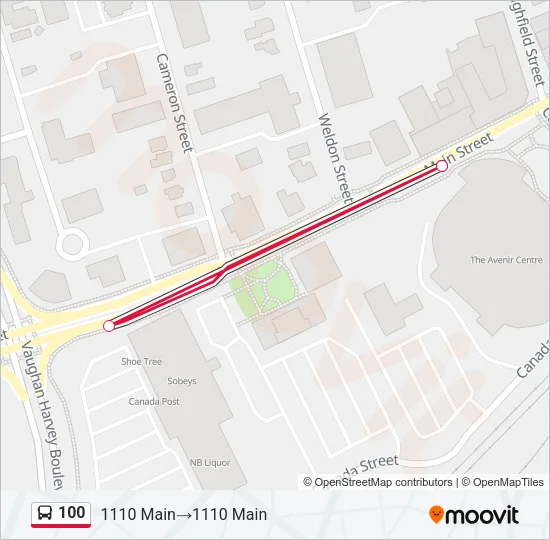 Plan de la ligne 100 de bus