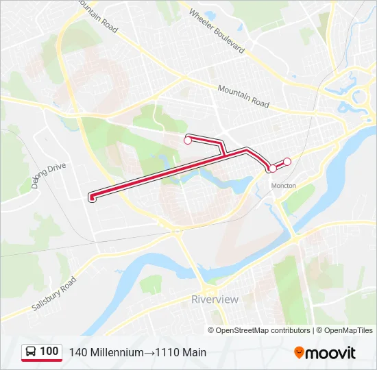 Plan de la ligne 100 de bus