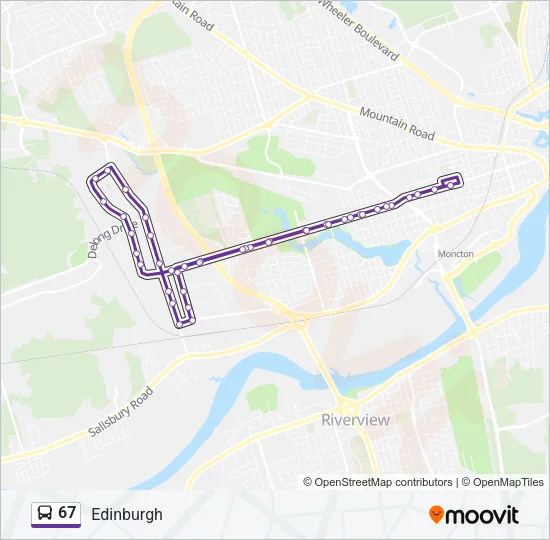 Plan de la ligne 67 de bus