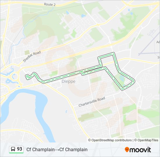 Plan de la ligne 93 de bus