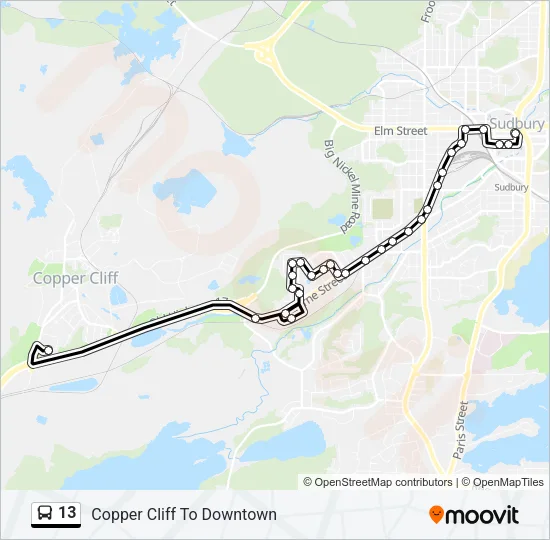 Plan de la ligne 13 de bus