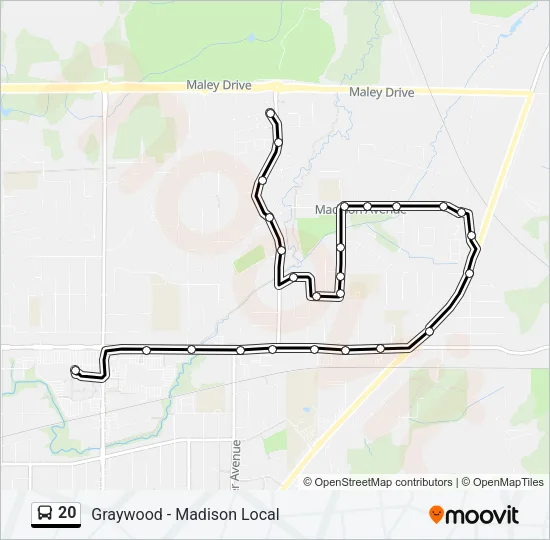 Plan de la ligne 20 de bus