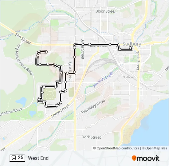25 Bus Line Map