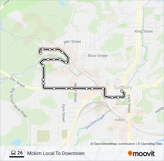 Plan de la ligne 26 de bus