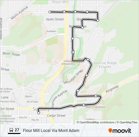 Plan de la ligne 27 de bus