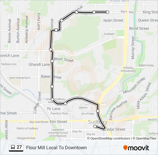 Plan de la ligne 27 de bus