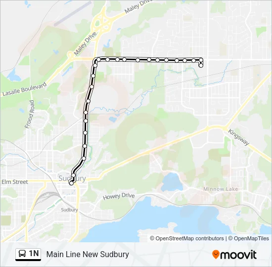 1N Bus Line Map