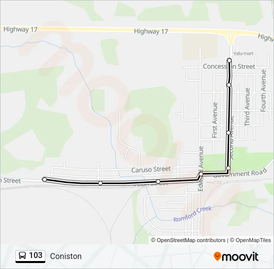 103 Bus Line Map