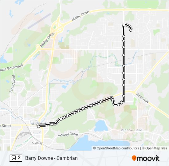 Plan de la ligne 2 de bus