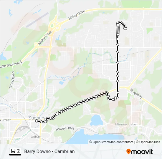 Plan de la ligne 2 de bus