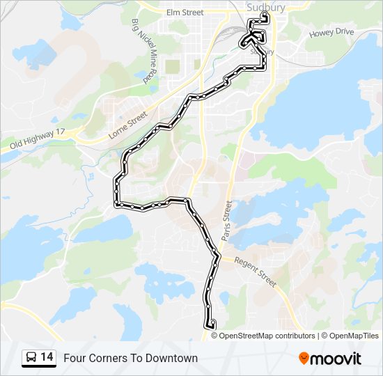 14 Bus Line Map