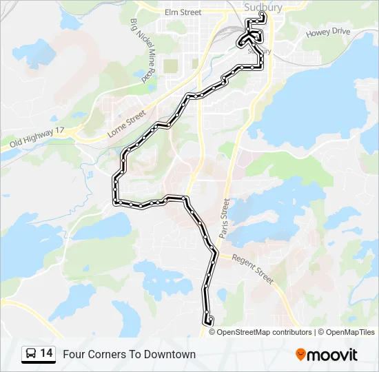 14 Bus Line Map