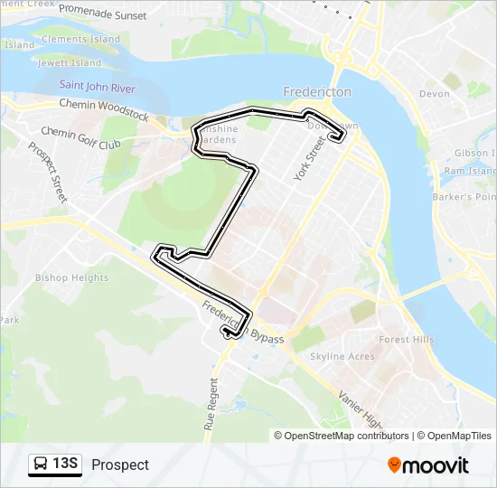Plan de la ligne 13S de bus
